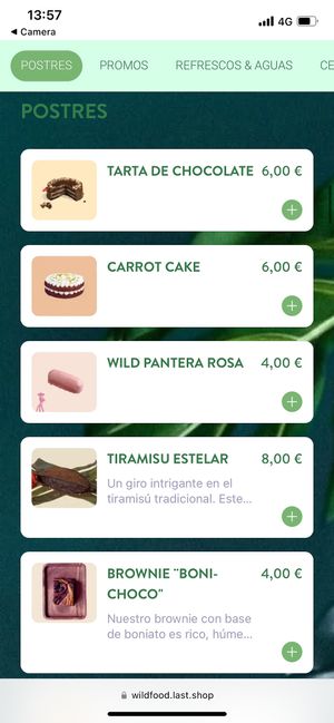 Menu  at Wild Food in Barcelona