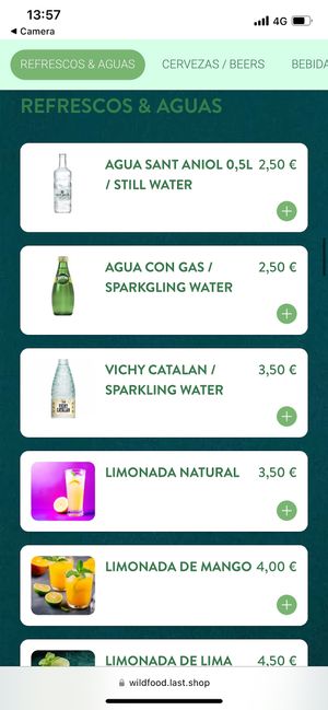 Menu  at Wild Food in Barcelona