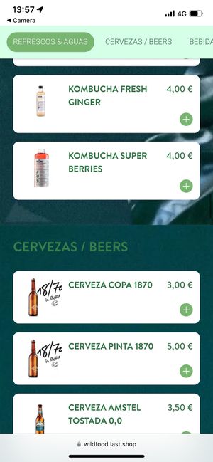 Menu  at Wild Food in Barcelona