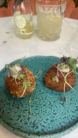 Croquetas de cherry y queso vegano  at Wild Food in Barcelona