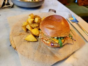 Katsu burger at Wild Food in Barcelona