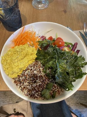 Protein bowl with scrambled tofu   at Wild Food in Barcelona