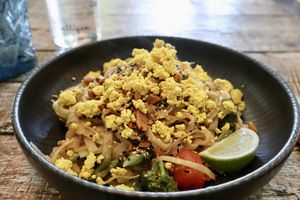 Pad Thai with Tofu Scrambleed  at Wild Food in Barcelona