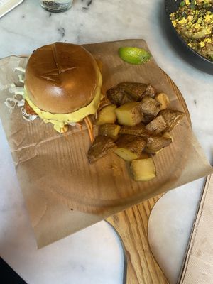 Veg chicken burger  at Wild Food in Barcelona