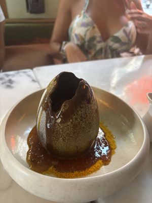 Chocolate egg to share   at Wild Food in Barcelona