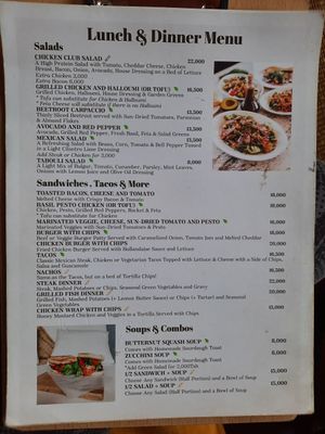 Menu at Courage Café in Moshi