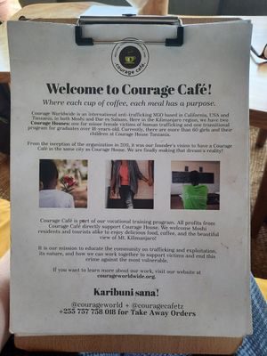 NGO philosophy at Courage Café in Moshi