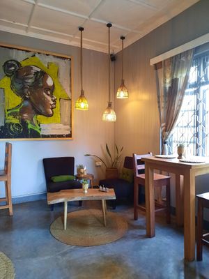 Inside at Courage Café in Moshi