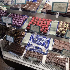 truffles (vegan ones are marked with a “V”)  at Kakawa Chocolate House in Santa Fe