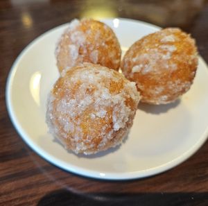Banh ran - little donuts with sweet mung bean paste at Onetrip with Local in Hanoi