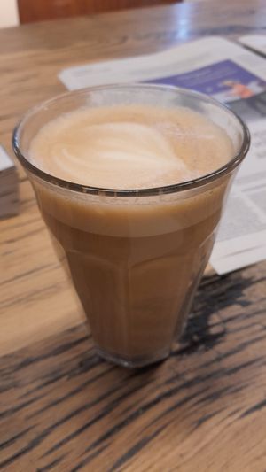 Big decaf cappucino with Oatmilk at Westhoff in Haarlem