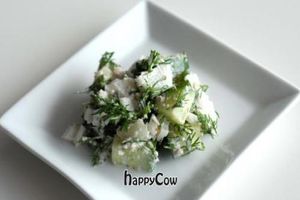 cucumber salad with macadamia and dill dressing at Raw on Rye in Rye