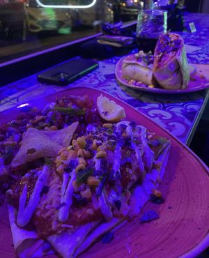 Vegan burrito and quesadillas   at Hecho En Mexico in Ballarat