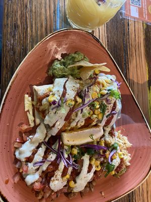Enchilada with rice beans and fresh tomato  at Hecho En Mexico in Ballarat
