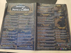 The menu at Restaurante Puerta del Edén in Cadiz