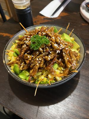 Poke bowl with avo and tempe.  at Benih Cafe in Kuta