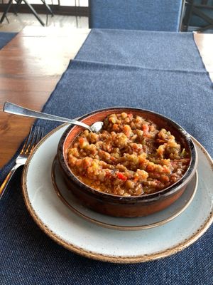 Warm eggplant dish. at Köşebaşı  in Goreme