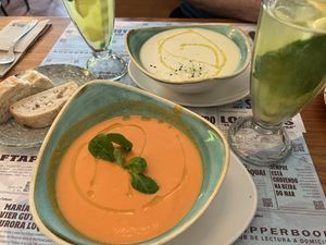 Cold soups, tomato, and garlic  at Viva Chapata in Madrid