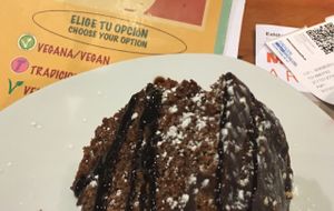 the best chocolate vegan cake I've ever had! at Viva Chapata in Madrid