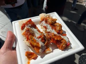 Tapapies 2023: Chicken in tomato sauce topped with mozzarella on bread. at Viva Chapata in Madrid