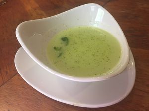 gazpacho de manzana. Apple soup  at Viva Chapata in Madrid