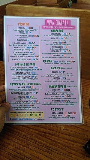 Menu at Viva Chapata in Madrid