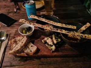 Vegan dip platter at Cantina Rooftop Bali in Ubud