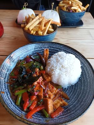Veg and tofu holy basil wok bowl at Wanago Street Food & Bar in Manchester