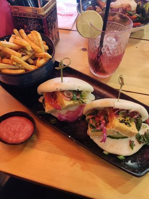 Bao buns with vegan mayo at Wanago Street Food & Bar in Manchester