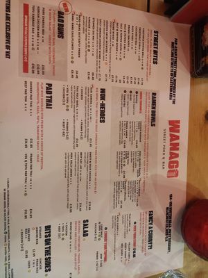 Bad menu at Wanago Street Food & Bar in Manchester