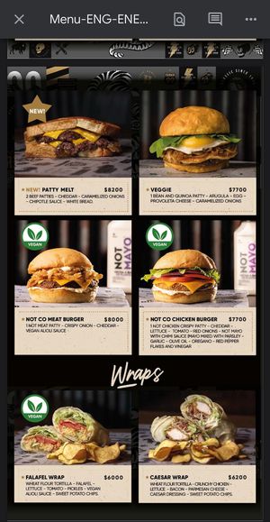 Part of the menu  at Buller Brewing Palermo in Buenos Aires