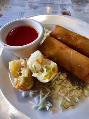Vegan Spring roll inside at Tacoma Szechuan in Lakewood