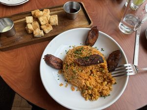 Jollof rice with tofu (couldn’t get a pic before I started)  at Essence Vegan and Vegetarian - Maybe closed in Pittsburgh