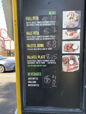 Menu April 2023  at Falafeland Anat - Food Truck in Woodland Hills