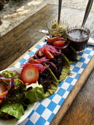 Mushroom tacos  at Pak'al Fresh in Valladolid