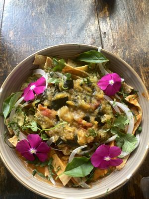 Chilaquiles  at Pak'al Fresh in Valladolid