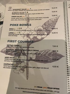 The menu  at Artemisa Sol in Madrid