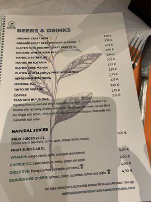 The menu   at Artemisa Sol in Madrid