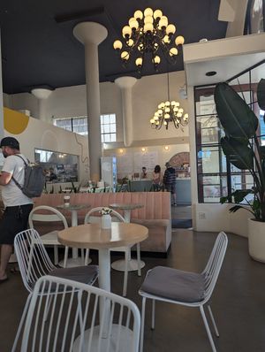 Cute atmosphere with outdoor seating at Hook and Press in Santa Barbara