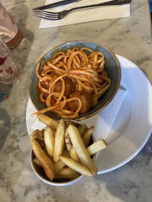 Children’s vegan meatballs  at Bill's in Brighton