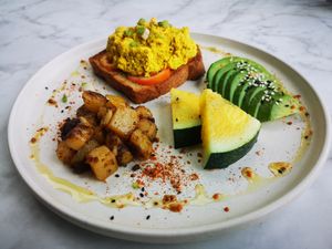 Breakfast - Scrambled Tofu on Toast at H Hotel El Nido in El Nido