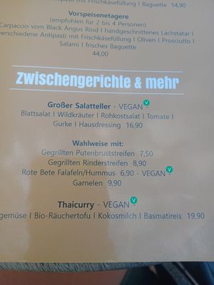 Menue at Café Restaurant Oberwaldhaus in Darmstadt
