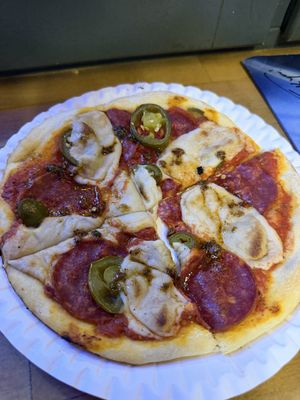 Vegan salami pizzaa  at Pauli Pizza in Hamburg