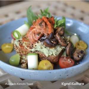 Avocado toast with kimchi  at Kynd Kulture in Bangkok