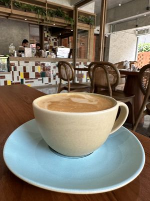 Flat white with almond milk   at Kynd Kulture in Bangkok