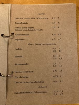 Drink menu august2023  at Tonka in Frankfurt