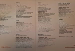 Breakfast and lunch menu at Stoet in Hengelo