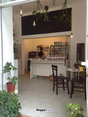 Central located, close to shopping street Vitosha Blvd. The Cafe is part of My organic Market Health Vegetarian store. Organic, vegan, raw, gluten free superfood sweets, smoothies. Breakfast traditional Banitza (vegan option), sandwiches/burgers. at Vegan Kitsch in Sofia
