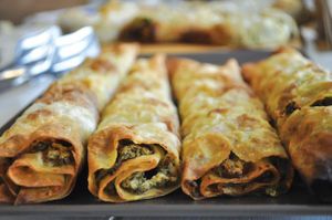 Banitsa is traditional breakfast in Bulgaria. Try our vegan option with fresh tofu, olives, sun dried tomatoes and basil pesto. 100% vegan. at Vegan Kitsch in Sofia