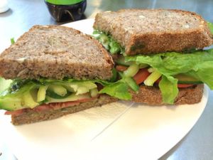 Vegan Sandwich with homemade pesto at Vegan Kitsch in Sofia